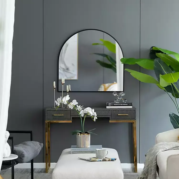 Kirklands Home Decorative Mirrors|Wide Arched Wall Mirror Black