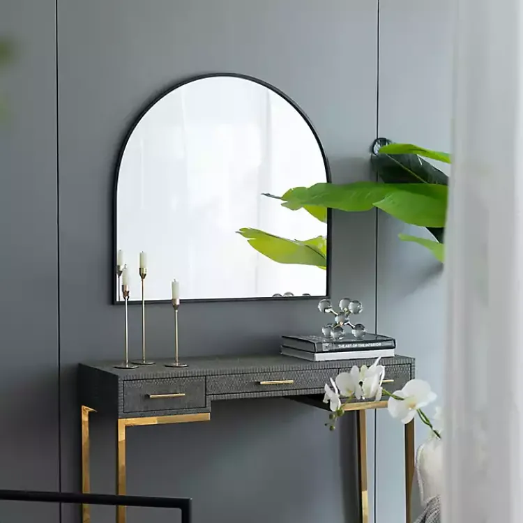 Kirklands Home Decorative Mirrors|Wide Arched Wall Mirror Black