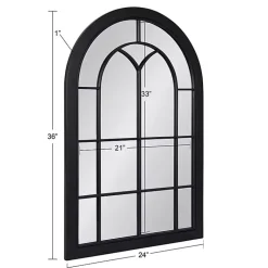 Kirklands Home Decorative Mirrors|Windowpane Arch Geoffrey Mirror Black