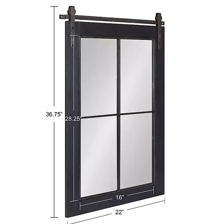 Kirklands Home Decorative Mirrors|Windowpane Kates Mirror, 23x36 in. Black