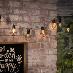 Kirklands Home Outdoor Lighting|Wire Cage Solar Outdoor String Lights Black