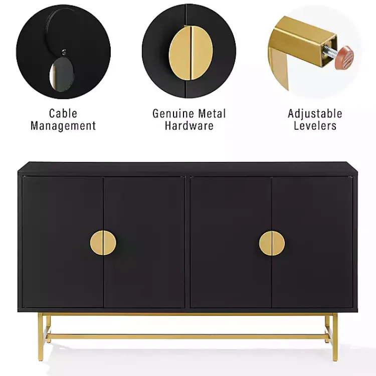Kirklands Home Cabinets & Sideboards|Wood & Gold Metal Sideboard Black