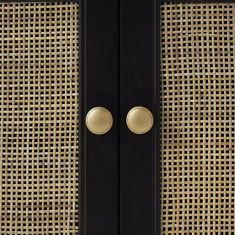 Kirklands Home Cabinets & Sideboards|Wood & Natural Rattan 2-Door Cabinet Black