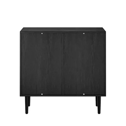 Kirklands Home Cabinets & Sideboards|Wood and Arched Rattan 2-Door Cabinet Black