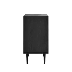 Kirklands Home Cabinets & Sideboards|Wood and Arched Rattan 2-Door Cabinet Black