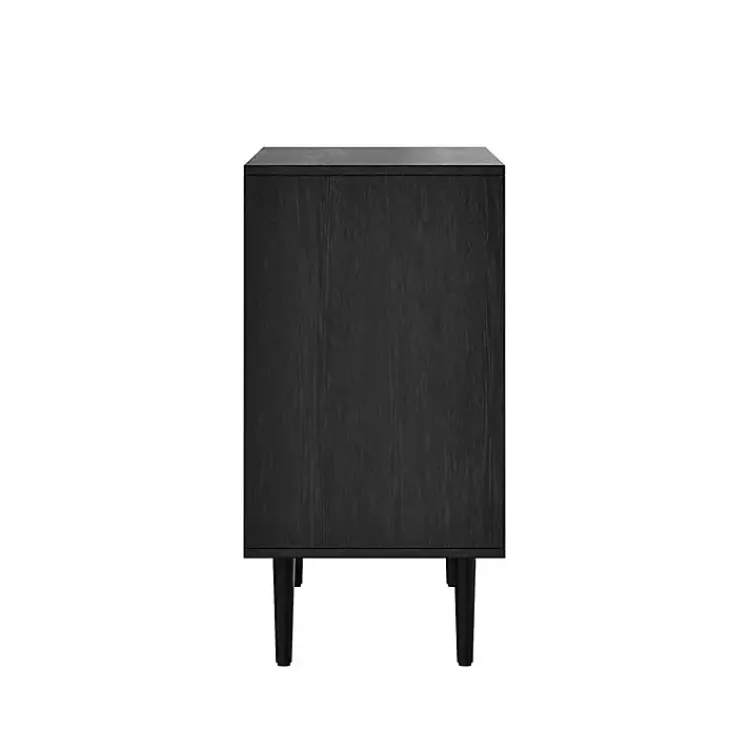 Kirklands Home Cabinets & Sideboards|Wood and Arched Rattan 2-Door Cabinet Black