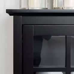 Kirklands Home Cabinets & Sideboards|Wood and Glass Buffet Cabinet Black