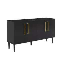 Kirklands Home Cabinets & Sideboards|Wood and Gold 4-Door Cabinet Black