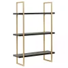 Kirklands Home Shelves|Black Wood and Gold Metal Leigh Wall Shelf