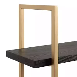 Kirklands Home Shelves|Black Wood and Gold Metal Leigh Wall Shelf