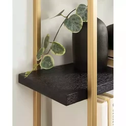 Kirklands Home Shelves|Black Wood and Gold Metal Leigh Wall Shelf