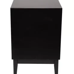 Kirklands Home Nightstands|Wood and Natural Rattan Drawer Nightstand Black