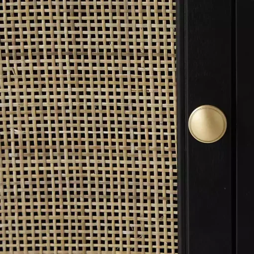 Kirklands Home Cabinets & Sideboards|Wood and Natural Rattan Cabinet Black