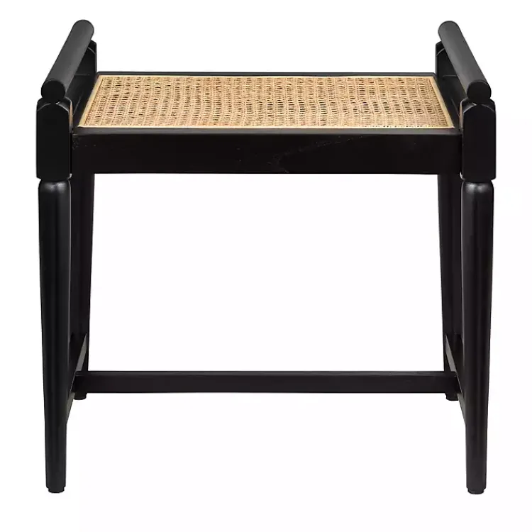 Kirklands Home Benches & Ottomans|Wood and Rattan Boho Bench Black