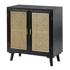 Kirklands Home Cabinets & Sideboards|Wood and Rattan Carpinteria Cabinet Black