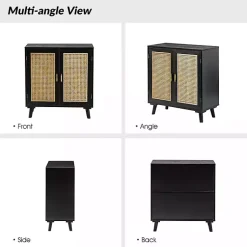 Kirklands Home Cabinets & Sideboards|Wood and Rattan Carpinteria Cabinet Black