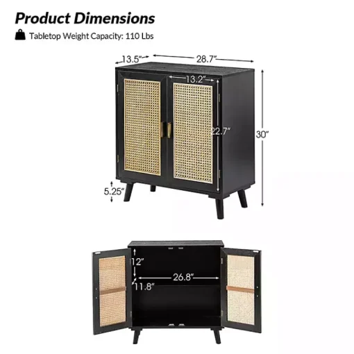Kirklands Home Cabinets & Sideboards|Wood and Rattan Carpinteria Cabinet Black