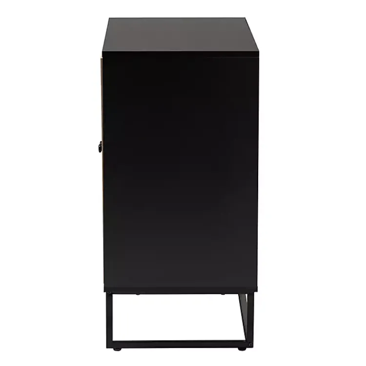 Kirklands Home Cabinets & Sideboards|Wood and Rattan 2-Door Cabinet Black