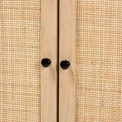 Kirklands Home Cabinets & Sideboards|Wood and Rattan 2-Door Cabinet Black