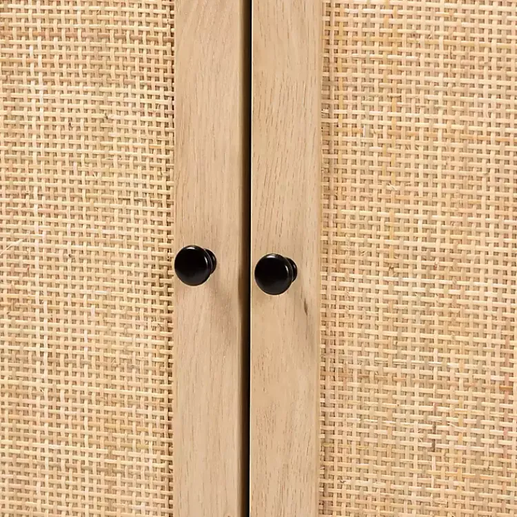 Kirklands Home Cabinets & Sideboards|Wood and Rattan 2-Door Cabinet Black