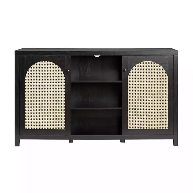 Kirklands Home Cabinets & Sideboards|Wood and Rattan 2-Door Sideboard Black