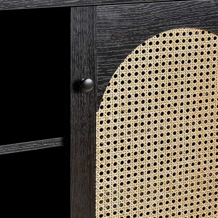 Kirklands Home Cabinets & Sideboards|Wood and Rattan 2-Door Sideboard Black