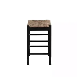 Kirklands Home Bar Stools & Counter Height Stools|Wood and Woven Rush Counter Stool Black