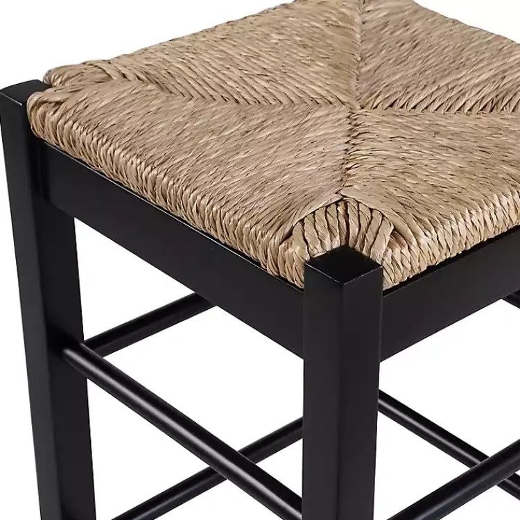 Kirklands Home Bar Stools & Counter Height Stools|Wood and Woven Rush Counter Stool Black