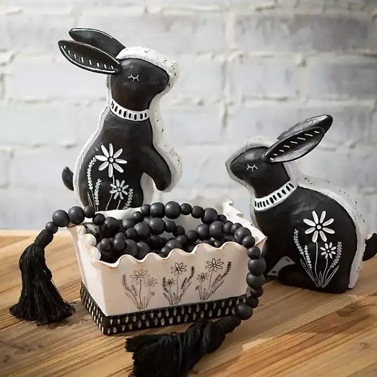 Hot Wood Beaded Tassel Garlands, Set of 2 Decorative Accents