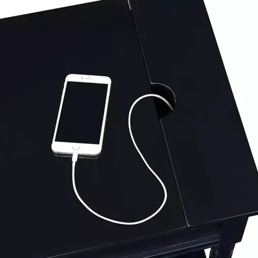 Kirklands Home Accent & End Tables|Wood Charging Traditional Accent Table Black