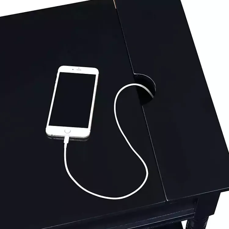 Kirklands Home Accent & End Tables|Wood Charging Traditional Accent Table Black