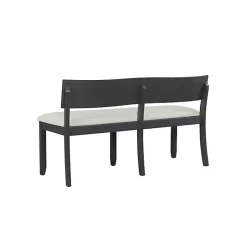 Kirklands Home Benches & Ottomans|Black Wood Cream Upholstered Bench White