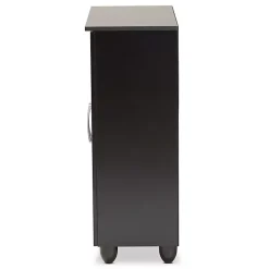Kirklands Home Entryway Furniture|Wood Cut-Out Shoe Storage Cabinet Black
