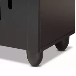 Kirklands Home Entryway Furniture|Wood Cut-Out Shoe Storage Cabinet Black