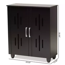 Kirklands Home Entryway Furniture|Wood Cut-Out Shoe Storage Cabinet Black
