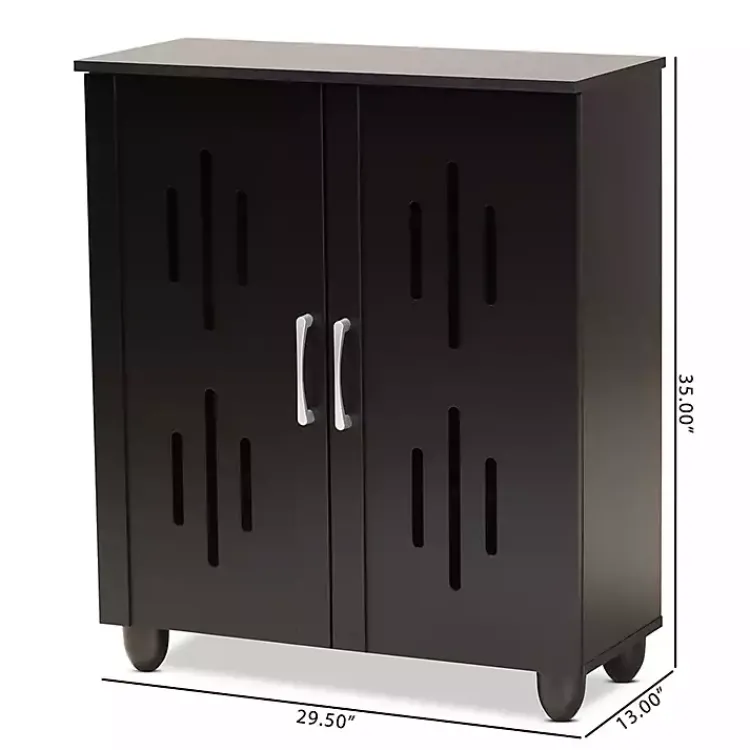 Kirklands Home Entryway Furniture|Wood Cut-Out Shoe Storage Cabinet Black