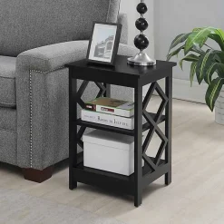 Kirklands Home Accent & End Tables|Wood Diamond 2-Tier Accent Table Black