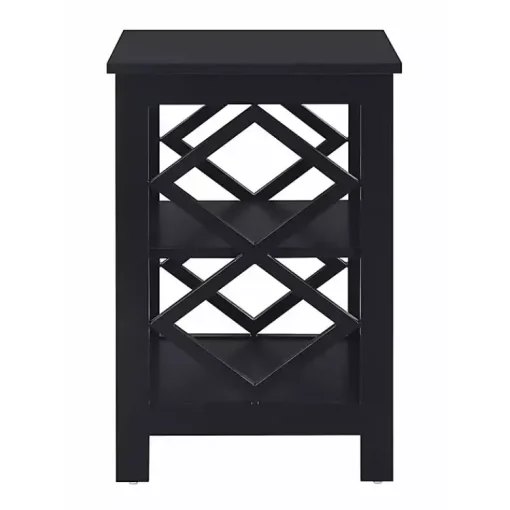 Kirklands Home Accent & End Tables|Wood Diamond 2-Tier Accent Table Black