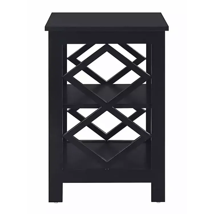 Kirklands Home Accent & End Tables|Wood Diamond 2-Tier Accent Table Black