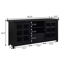 Kirklands Home Tv Stands & Media Consoles|Wood 2-Door Windowpane Media Cabinet Black
