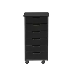 Kirklands Home Office Furniture|Wood 6-Drawer Cary Storage Cart Black