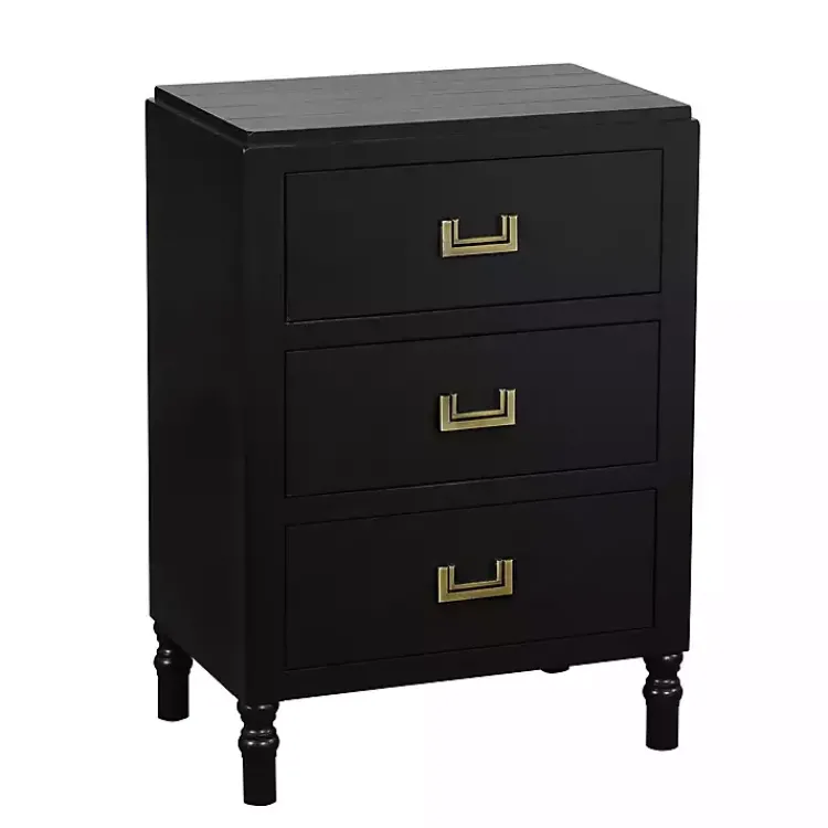 Kirklands Home Nightstands|Wood 3-Drawer Layla Nightstand Black