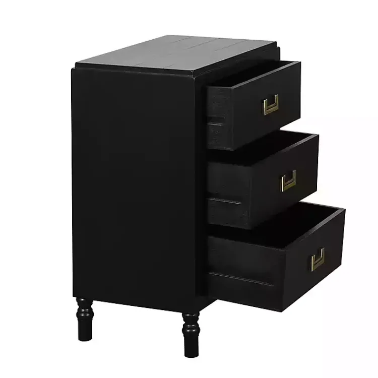Kirklands Home Nightstands|Wood 3-Drawer Layla Nightstand Black