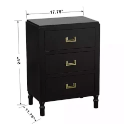 Kirklands Home Nightstands|Wood 3-Drawer Layla Nightstand Black