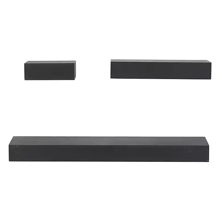 Kirklands Home Shelves|Wood Floating Shelves, Set of 3 Black