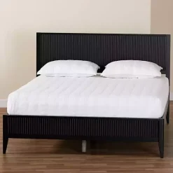 Kirklands Home Beds & Headboards|Wood Fluted Headboard Primrose Queen Bed Black