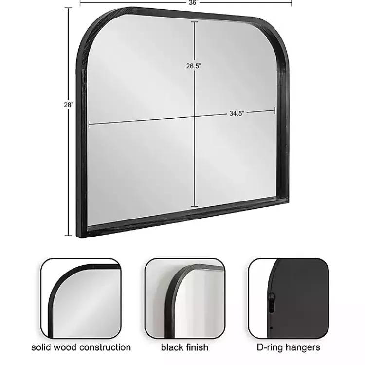 Kirklands Home Decorative Mirrors|Wood Frame Arch Wall Mirror Black
