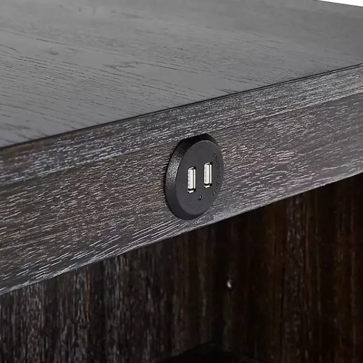 Kirklands Home Kitchen Islands & Bar Carts|Black Wood Linen 3-pc. USB Island and Stool Set