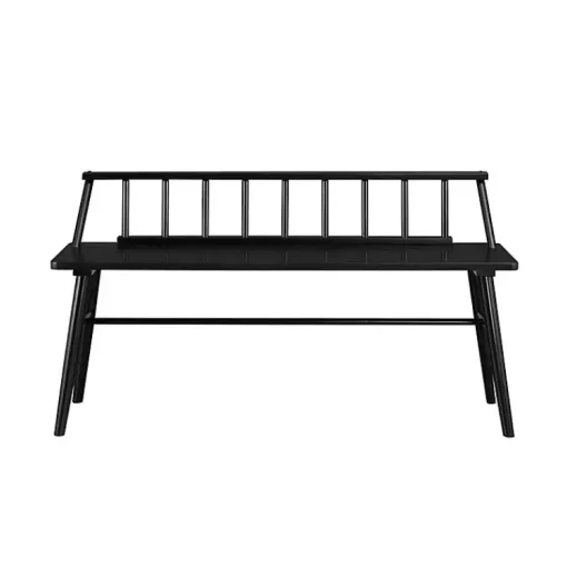 Kirklands Home Benches & Ottomans|Wood Low Back Spindle Bench Black