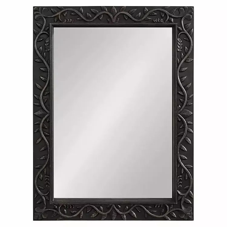 Kirklands Home Decorative Mirrors|Wood Ornate Carved Wall Mirror Black